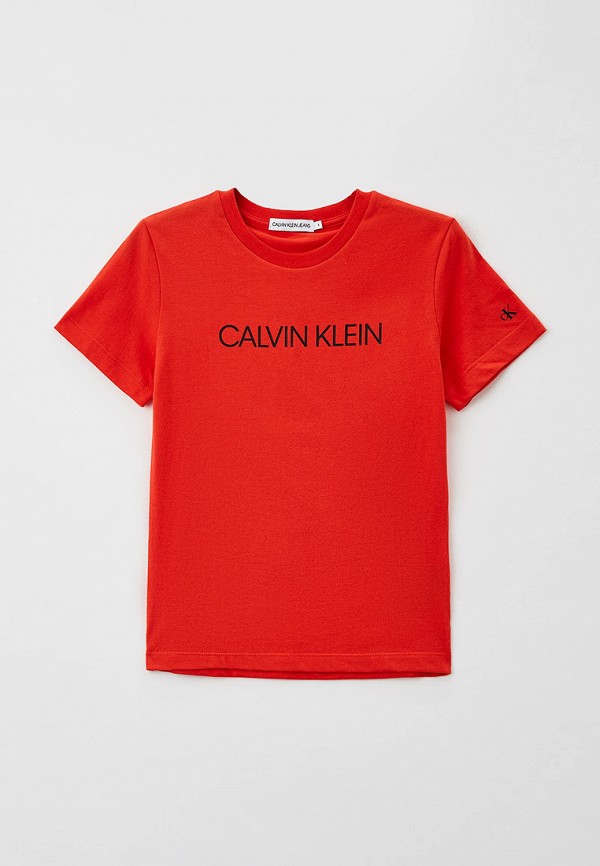 футболка с коротким рукавом calvin klein для мальчика, красная