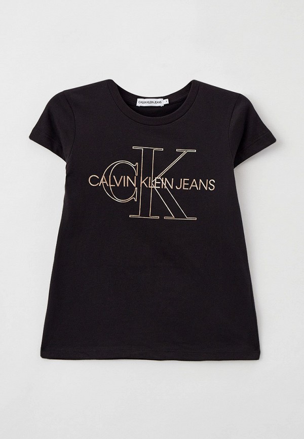 футболка с коротким рукавом calvin klein для девочки, черная