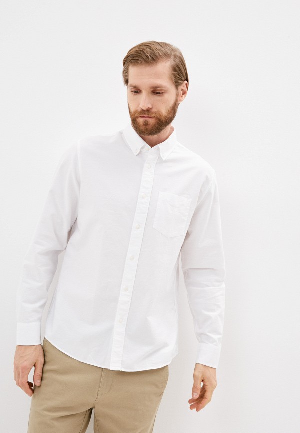 мужская рубашка с длинным рукавом mango man, белая