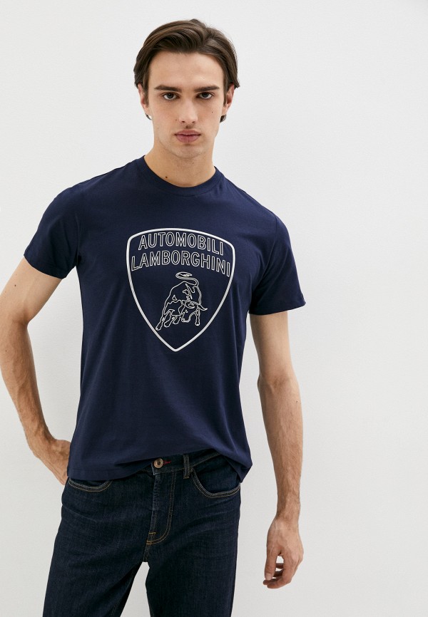 мужская футболка automobili lamborghini, синяя