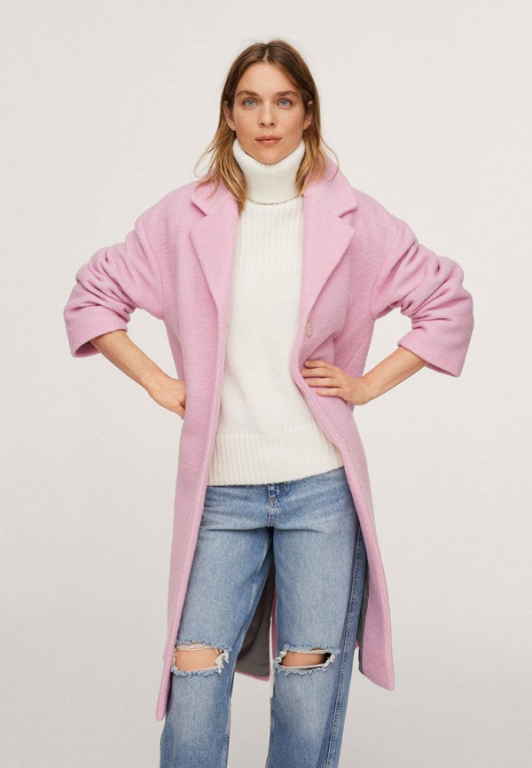 женское пальто mango, розовое