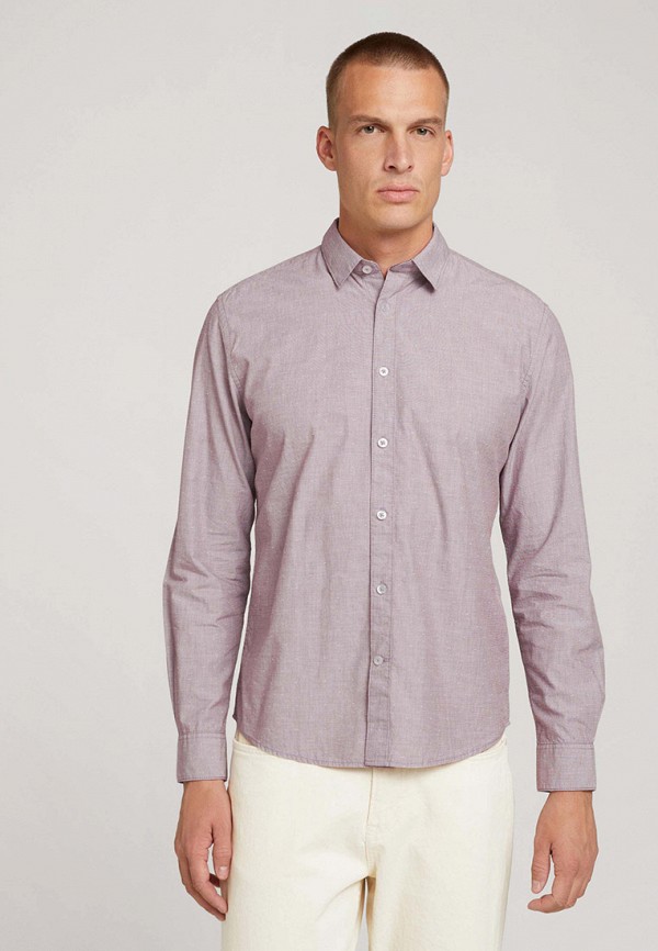 мужская рубашка с длинным рукавом tom tailor, фиолетовая