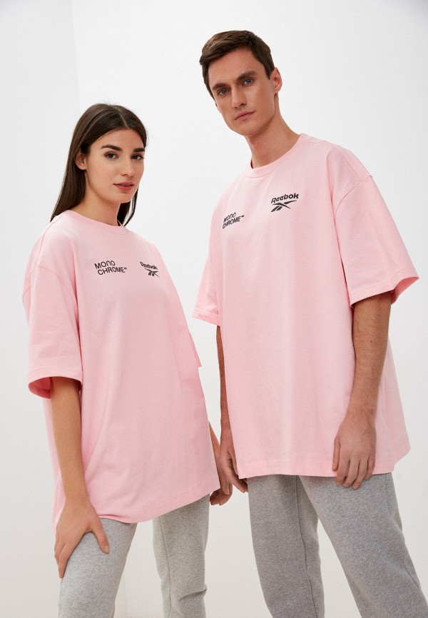 женская спортивные футболка reebok classic, розовая