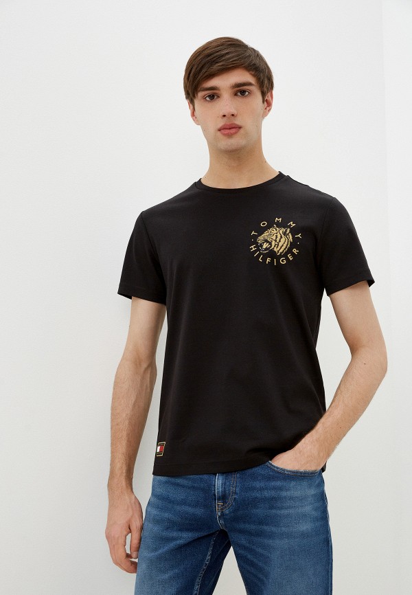 мужская футболка с коротким рукавом tommy hilfiger, черная