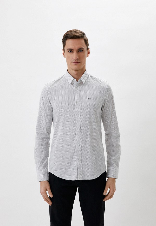 мужская рубашка с длинным рукавом calvin klein, белая