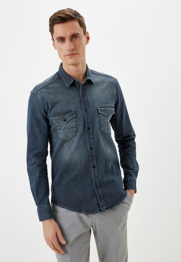 мужская джинсовые рубашка f.g.z, синяя