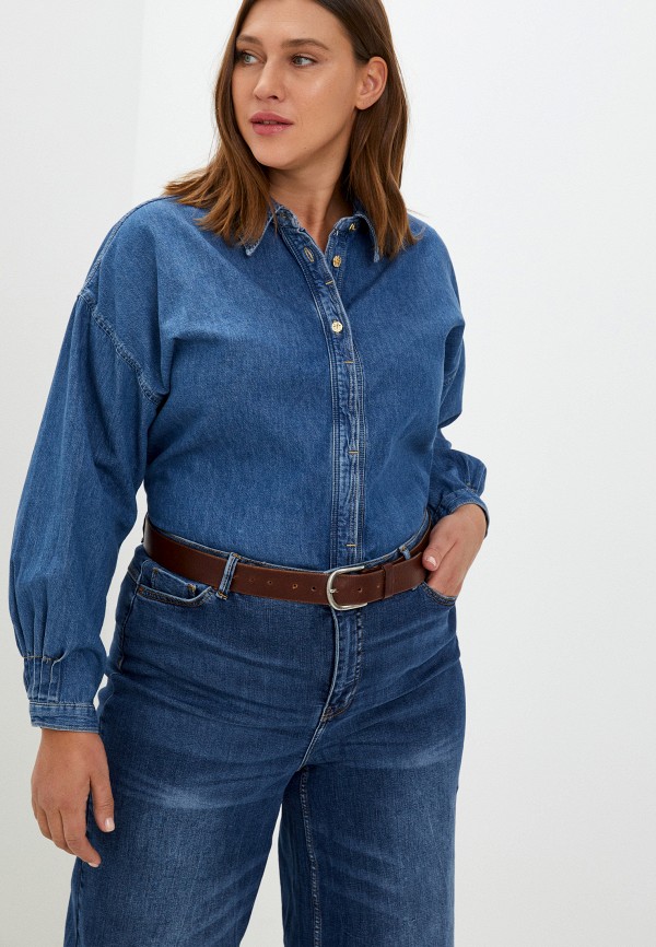 женская джинсовые рубашка only carmakoma, синяя