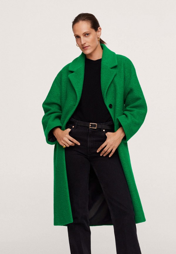 женское пальто mango, зеленое