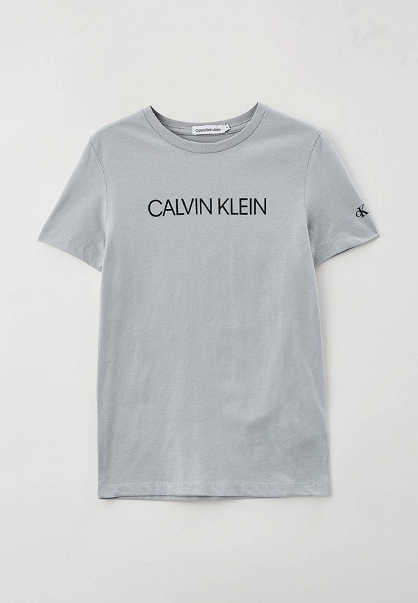 футболка с коротким рукавом calvin klein для мальчика, серая