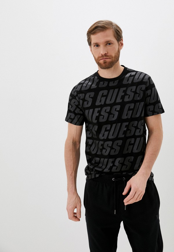 мужская футболка с коротким рукавом guess, черная