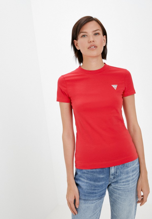 женская футболка guess, красная