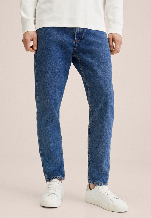 мужские зауженные джинсы mango man, синие