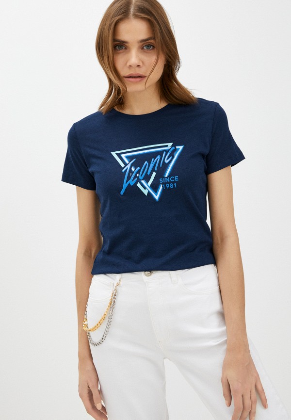 женская футболка guess, синяя