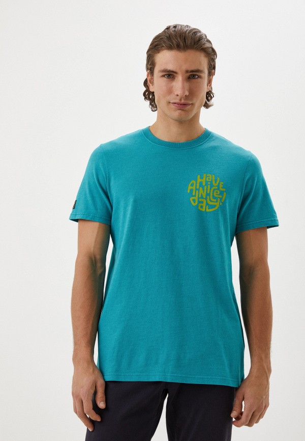 мужская футболка с коротким рукавом superdry, бирюзовая