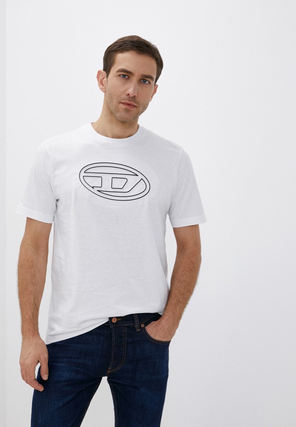 мужская футболка с коротким рукавом diesel, белая