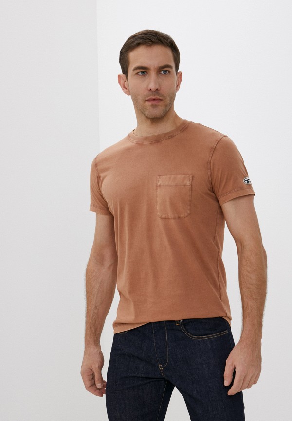 мужская футболка с коротким рукавом diesel, коричневая