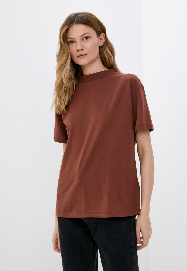 женская футболка trendyol, коричневая