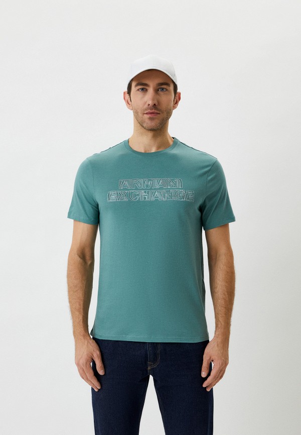 мужская футболка armani exchange, зеленая