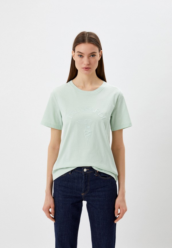 женская футболка trussardi, зеленая