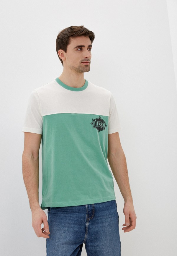 мужская футболка с коротким рукавом diesel, зеленая