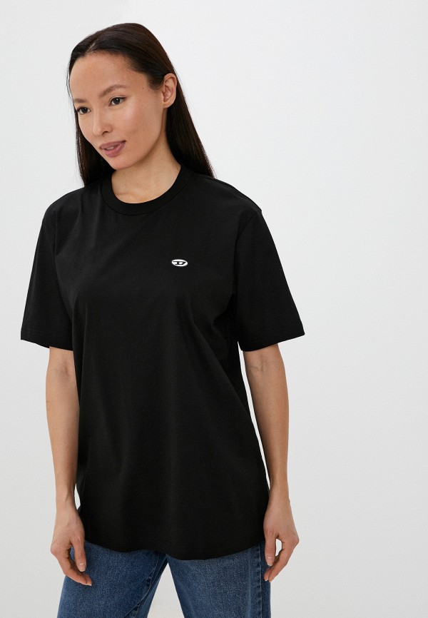 женская футболка diesel, черная