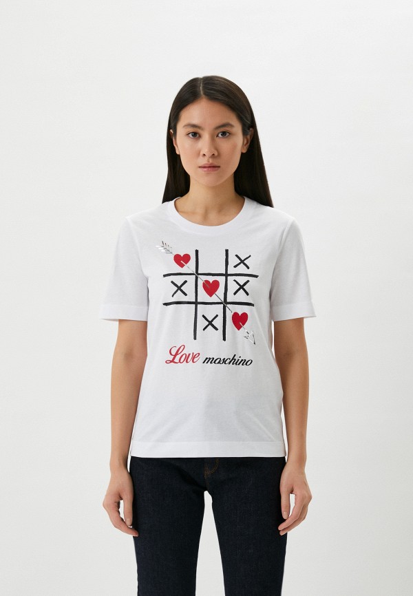 женская футболка love moschino, белая