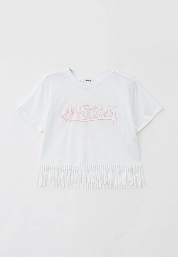 футболка с коротким рукавом msgm kids для девочки, белая