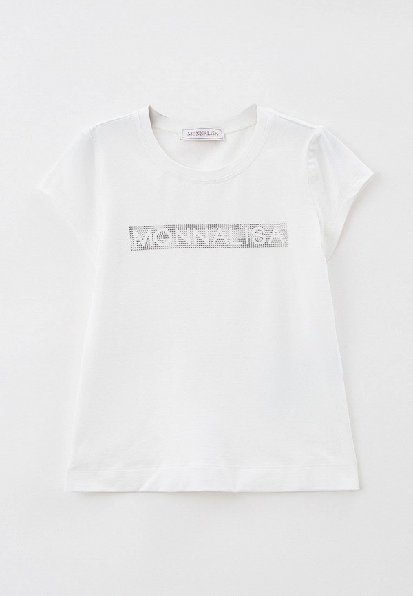 футболка с коротким рукавом monnalisa для девочки, белая