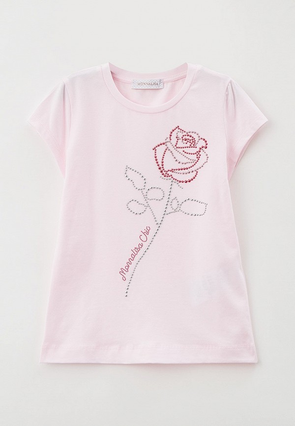 футболка с коротким рукавом monnalisa для девочки, розовая