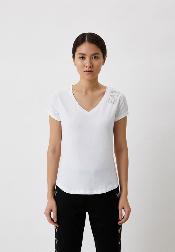 женская футболка ea7, белая
