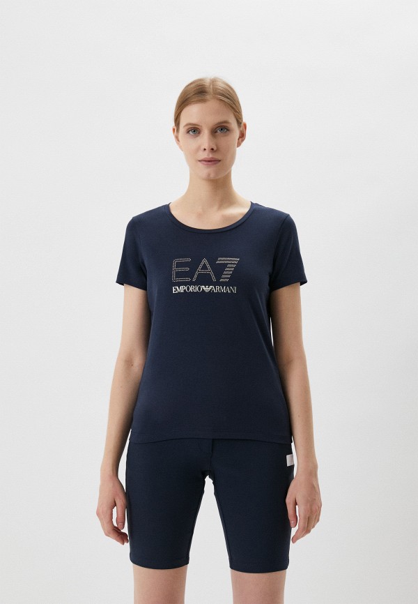 женская футболка ea7, синяя
