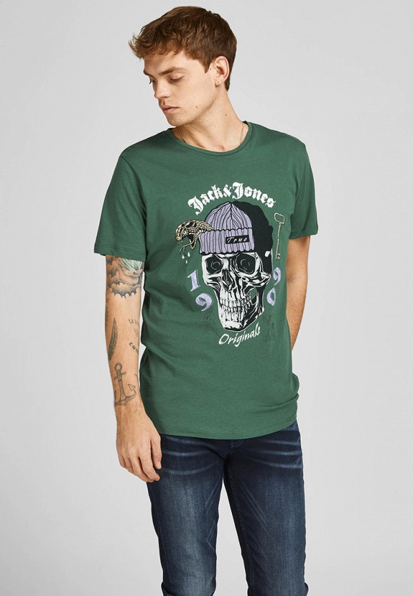 мужская футболка с коротким рукавом jack & jones, зеленая