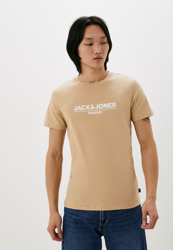 мужская футболка с коротким рукавом jack & jones, бежевая