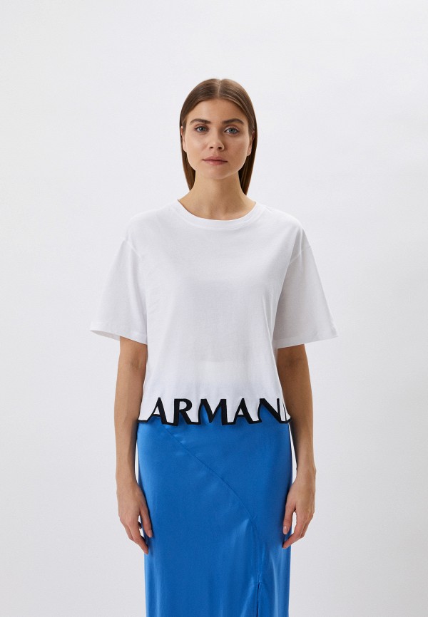 женская футболка armani exchange, белая