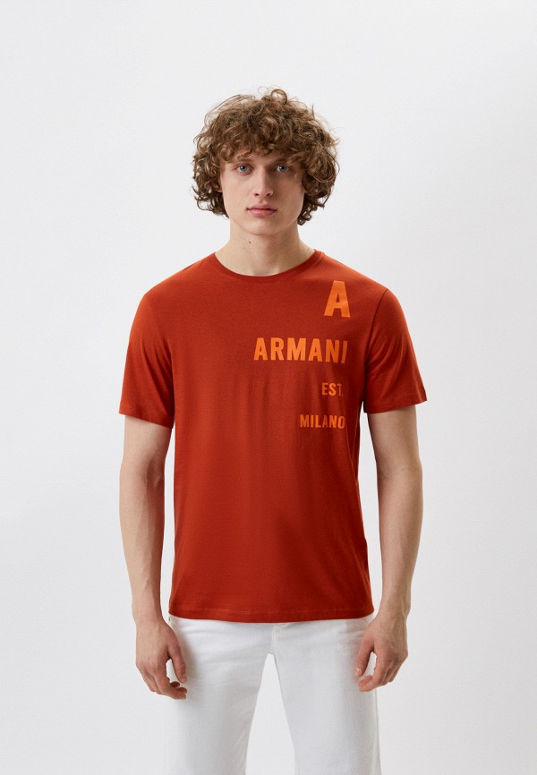 мужская футболка armani exchange, оранжевая