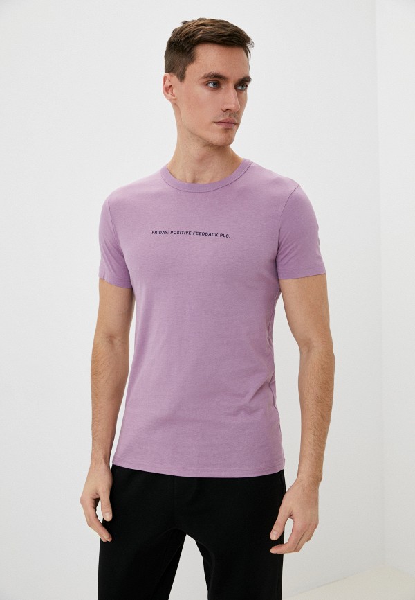 мужская футболка с коротким рукавом united colors of benetton, фиолетовая