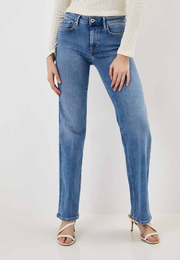 женские джинсы клеш pepe jeans london, голубые