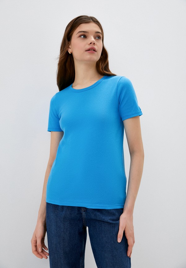 женская футболка united colors of benetton, голубая