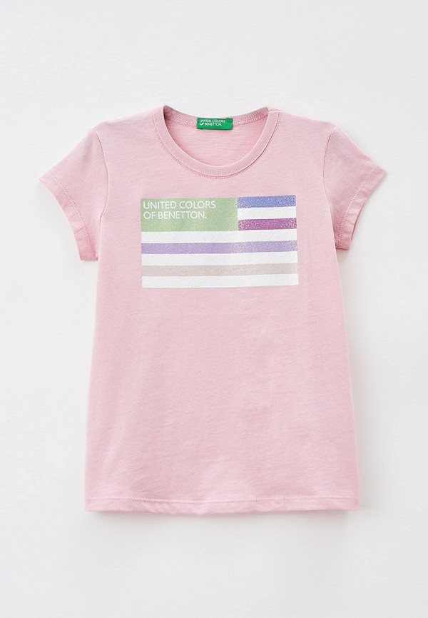 футболка с коротким рукавом united colors of benetton для девочки, розовая