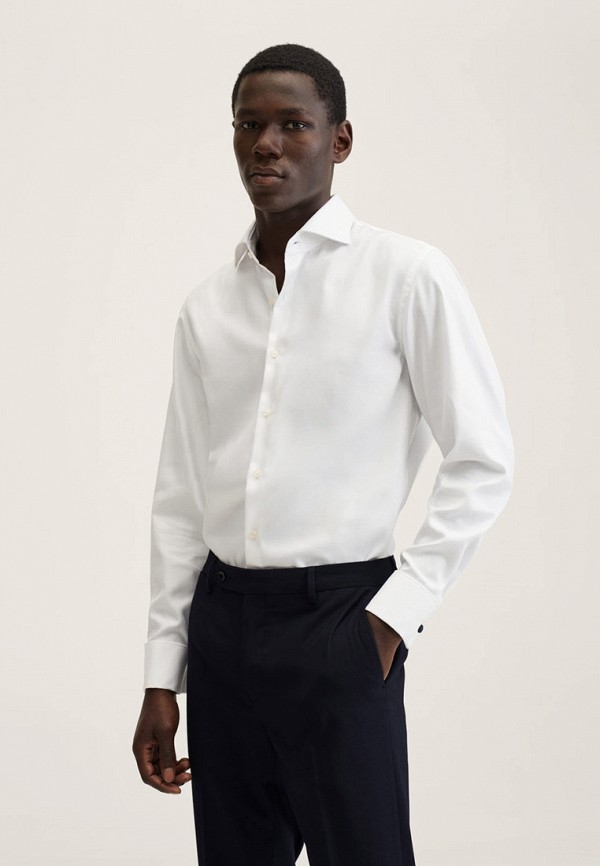 мужская рубашка с длинным рукавом mango man, белая