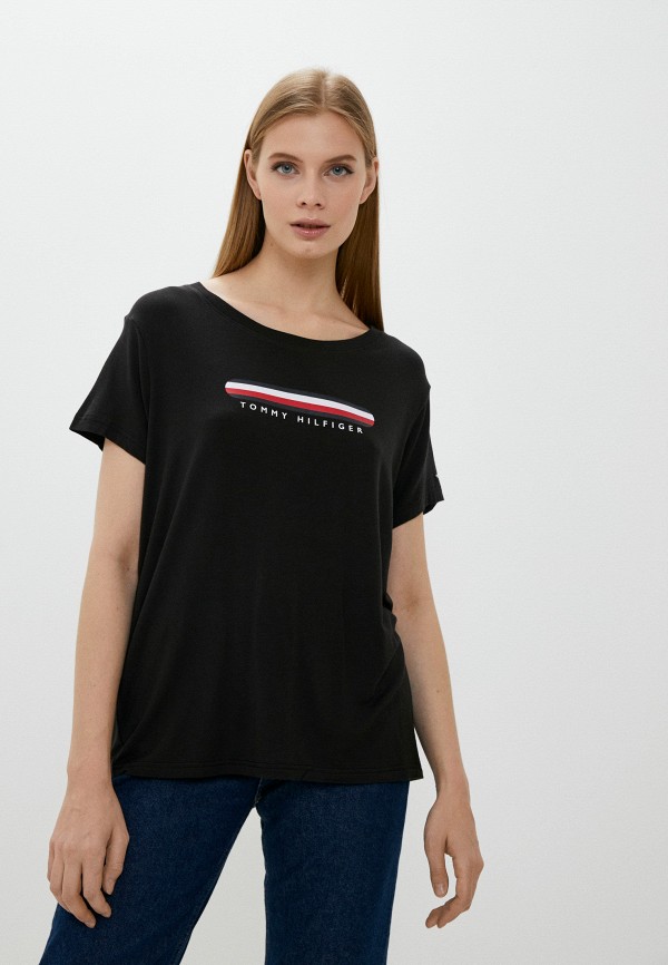 женская футболка tommy hilfiger, черная