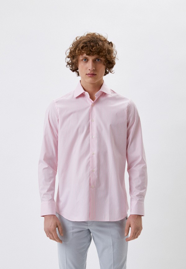 мужская рубашка с длинным рукавом bagutta, розовая