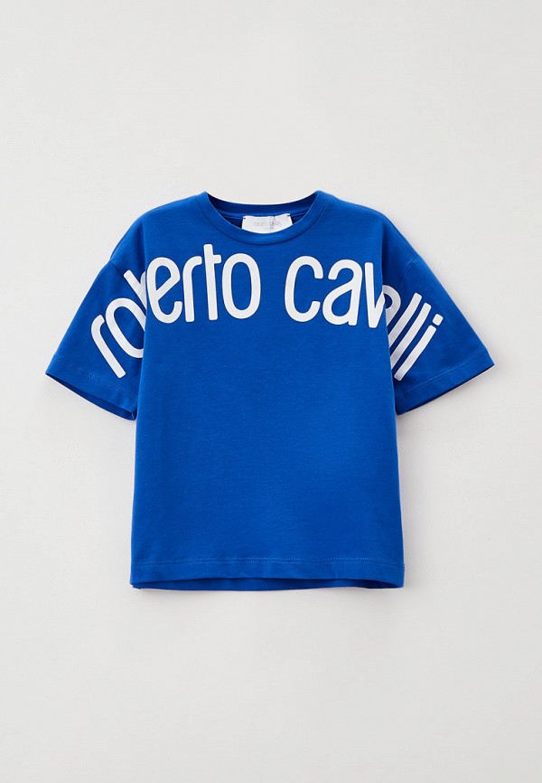 футболка с коротким рукавом roberto cavalli для мальчика, синяя