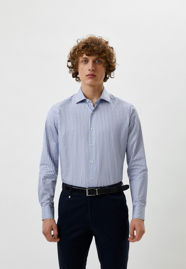 мужская рубашка с длинным рукавом bagutta, синяя