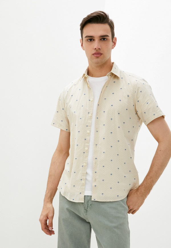 мужская рубашка с коротким рукавом casual friday by blend, бежевая
