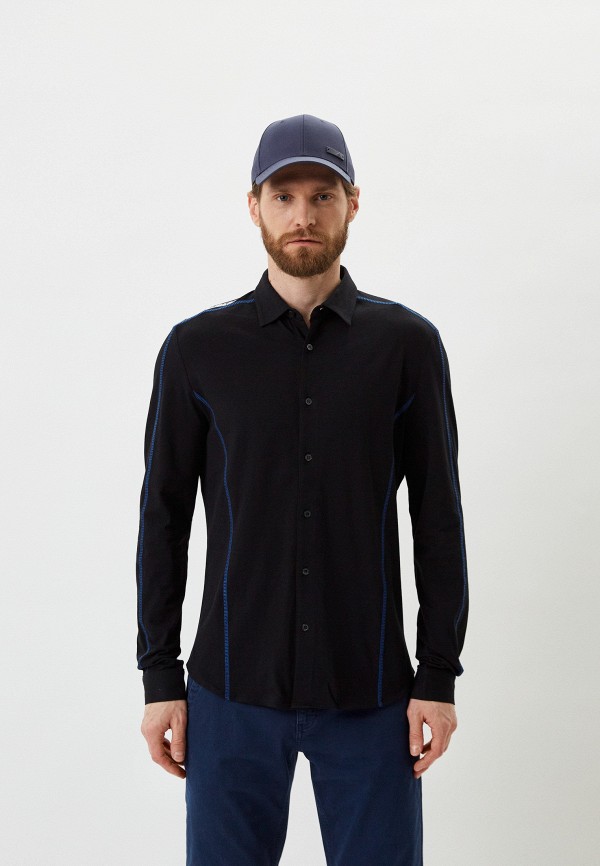 мужская рубашка с длинным рукавом bikkembergs, черная