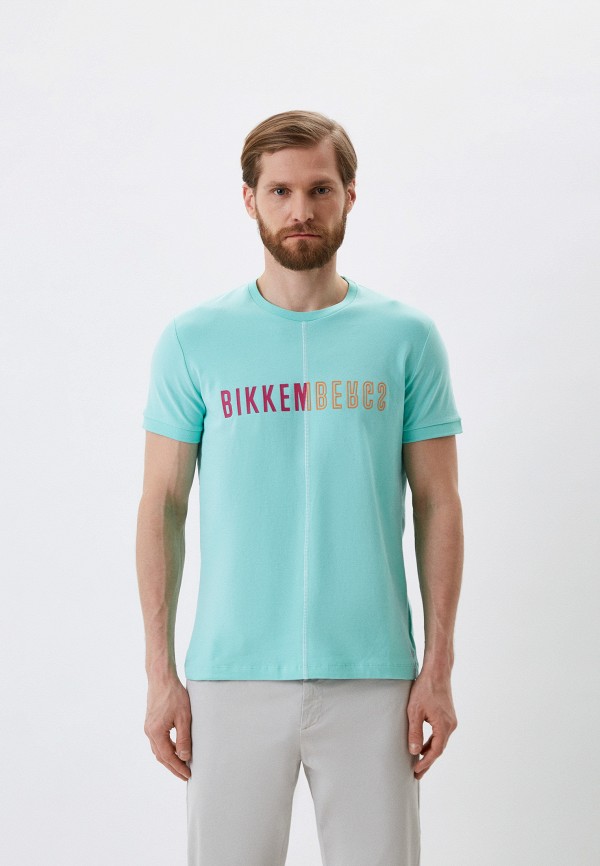 мужская футболка bikkembergs, бирюзовая