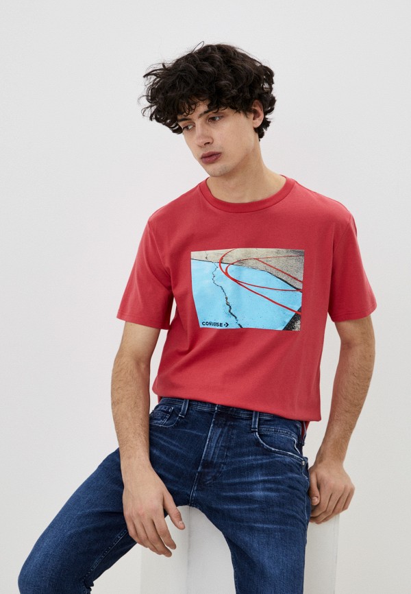 мужская футболка с коротким рукавом converse, красная