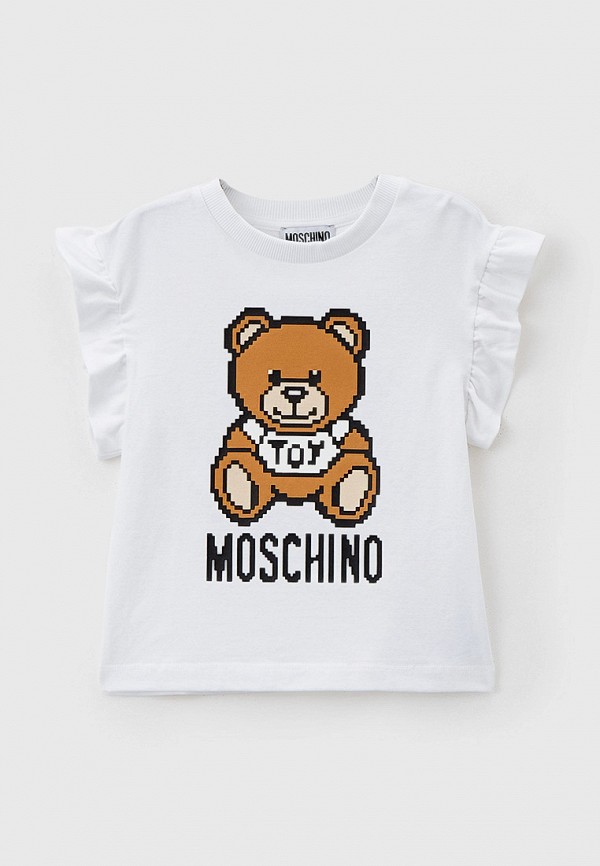 футболка с коротким рукавом moschino kid для девочки, белая