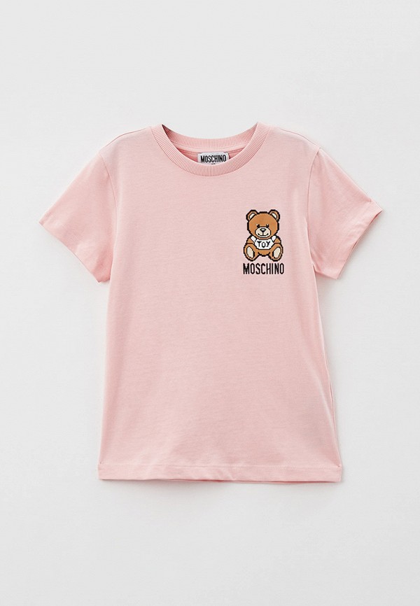 футболка с коротким рукавом moschino kid малыши, розовая
